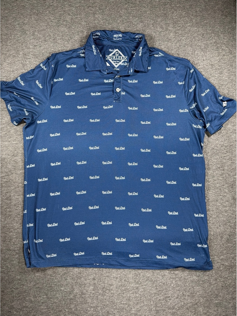 Burlebo Men's Rad Dad Print Polo Shirt Size L Blue